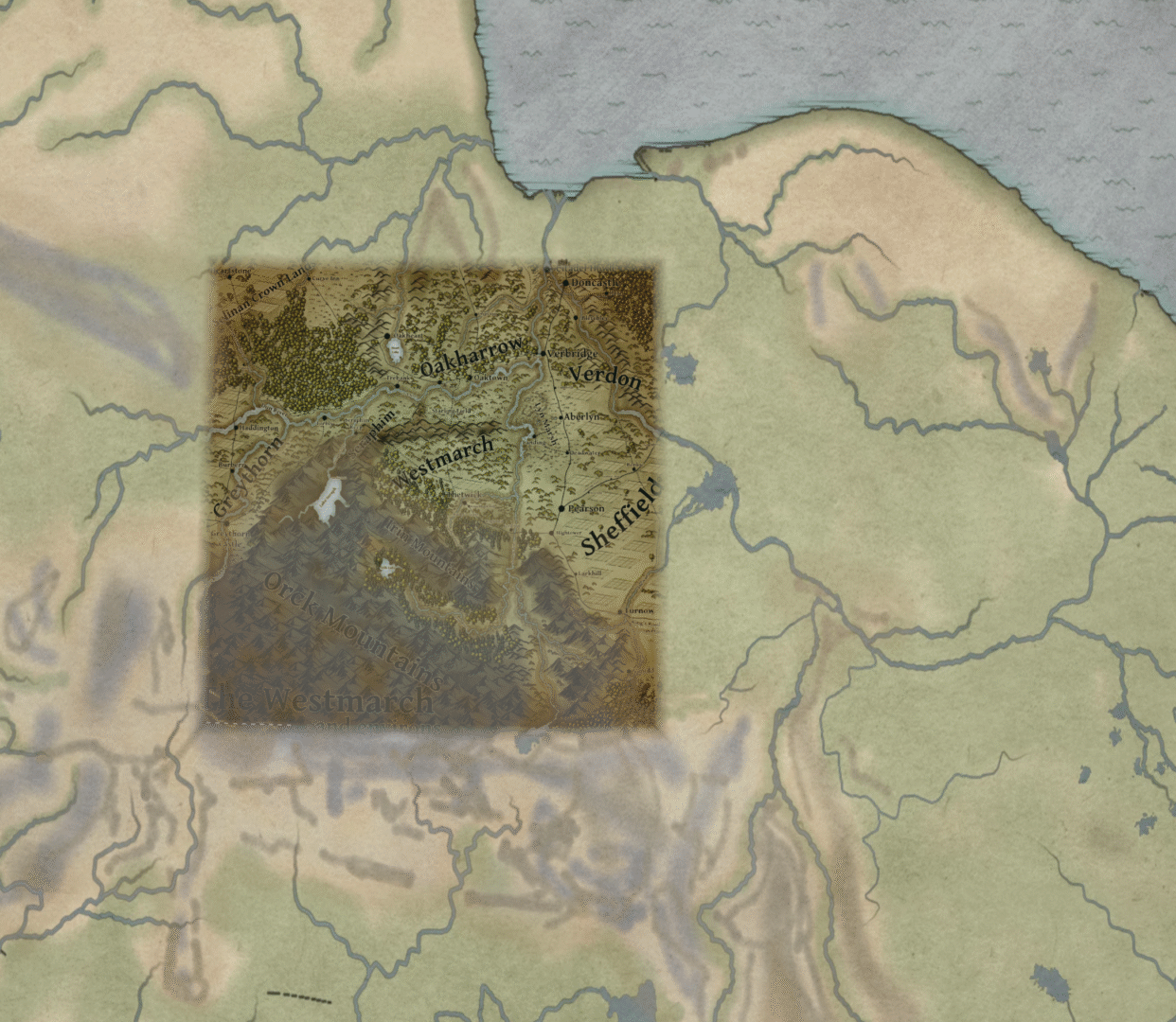 Projection of the Thetwick and environs map onto a globe.