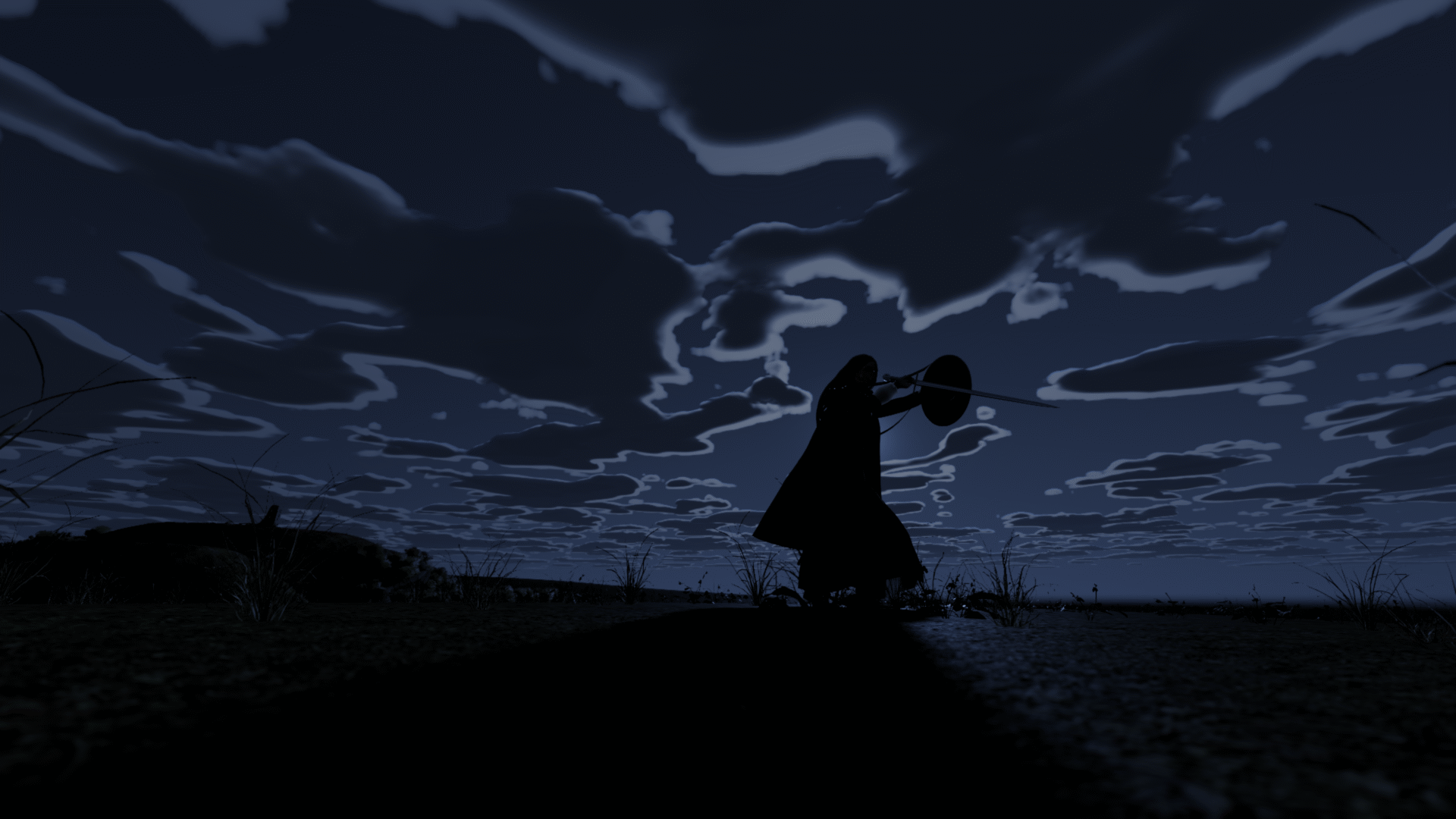 Alagariel, the protagonist of The Half Elven Orphan practicing sword forms (I.33 sword and buckler) near Maiden's Tower.