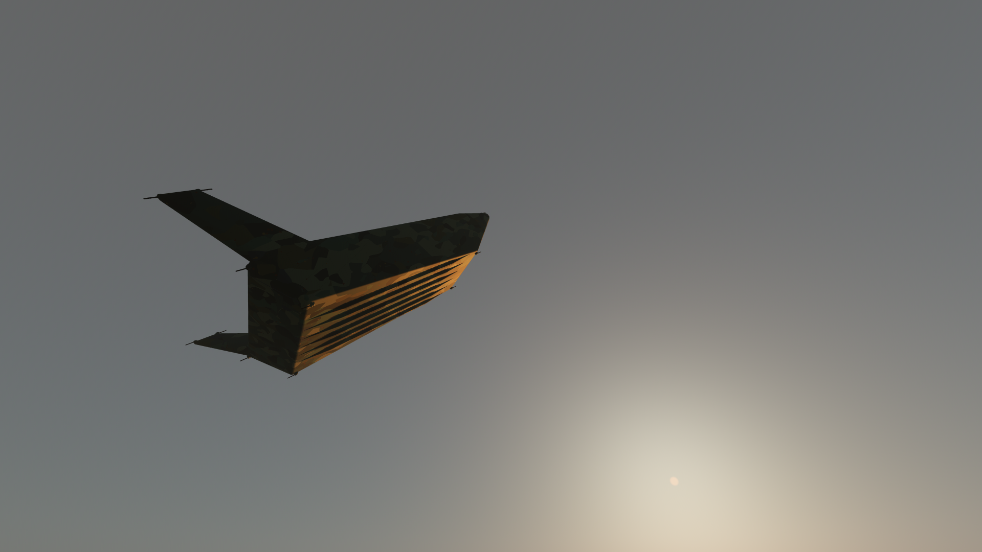 A landing barge climbing to orbit
